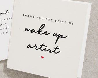 Thank You For Being My Make Up Artist, Wedding Thank You Card, Thank You For Being, Bridal Party Thank You Card, Simple Wedding Card WY100