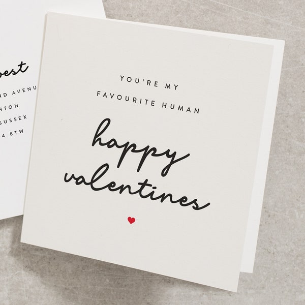 Eres mi tarjeta de San Valentín humana favorita para ella, linda tarjeta de San Valentín para novia o novio, tarjeta de San Valentín simple VC021