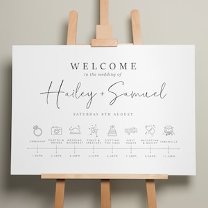 Modern Wedding Order of Event Timeline, Personalised Script Wedding Order Of The Day, Order Of The Day Sign, Wedding Itinerary Sign 'Hailey'