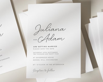 Minimalistic Save The Date Cards, Simple Save The Dates, Calligraphy Wedding Save The Dates, Save The Date Cards For Wedding 'Juliana'