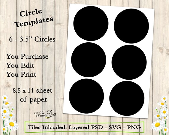 half inch circle rounds printable craft template TT01 commercial use PNG PSD SVG Bottle Cap 0.5 inch circle collage sheet template