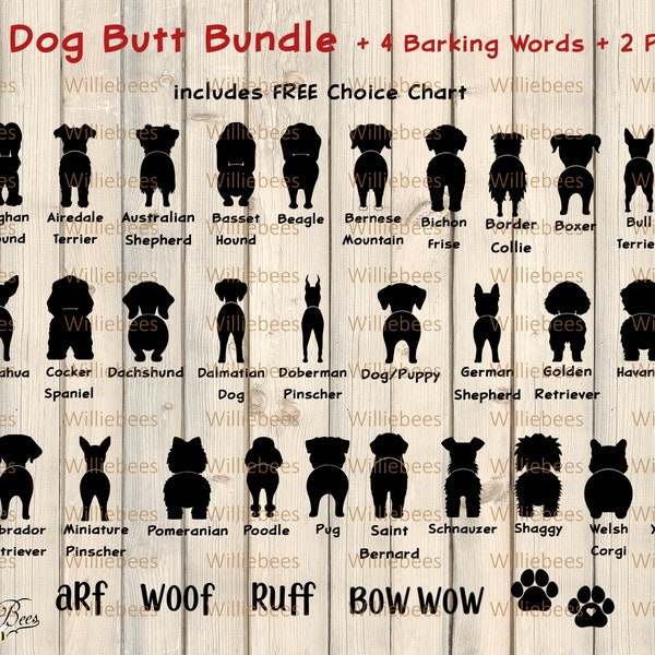 Dog Butt Bundle SVG, Canine Images, Dog Window Decals, Dog Paw Clipart, Dog Leash Hook, Farmhouse Decor, Glowforge Laser, Digital Download