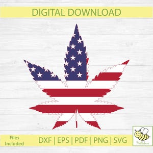 American Flag, Weed Leaf SVG, USA Marijuana, Pot Leaf SVG, Cannabis Clipart, Hemp Leaf, Sublimation Flag, Red Blue White, Digital Download