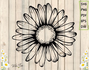 Daisy Flower SVG, Flower Silhouette, Daisy Cut File, Daisy Shirt, Flower Blossom, Flower Petal, Daisy Plant, Laurel SVG, Digital Download