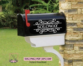 Calcomanía SVG personalizada con monograma dividido para buzón, apellido, letrero decorativo, diseño DIY personalizado, dirección, descarga digital