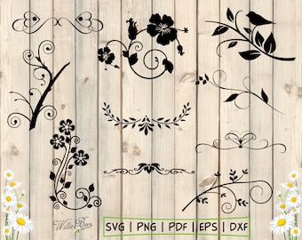 Flourish SVG Embellishment, Victorian Vector, Flower Text Line, Decorative Detail, Ornamental Clipart, Flourish Images, Digital Download