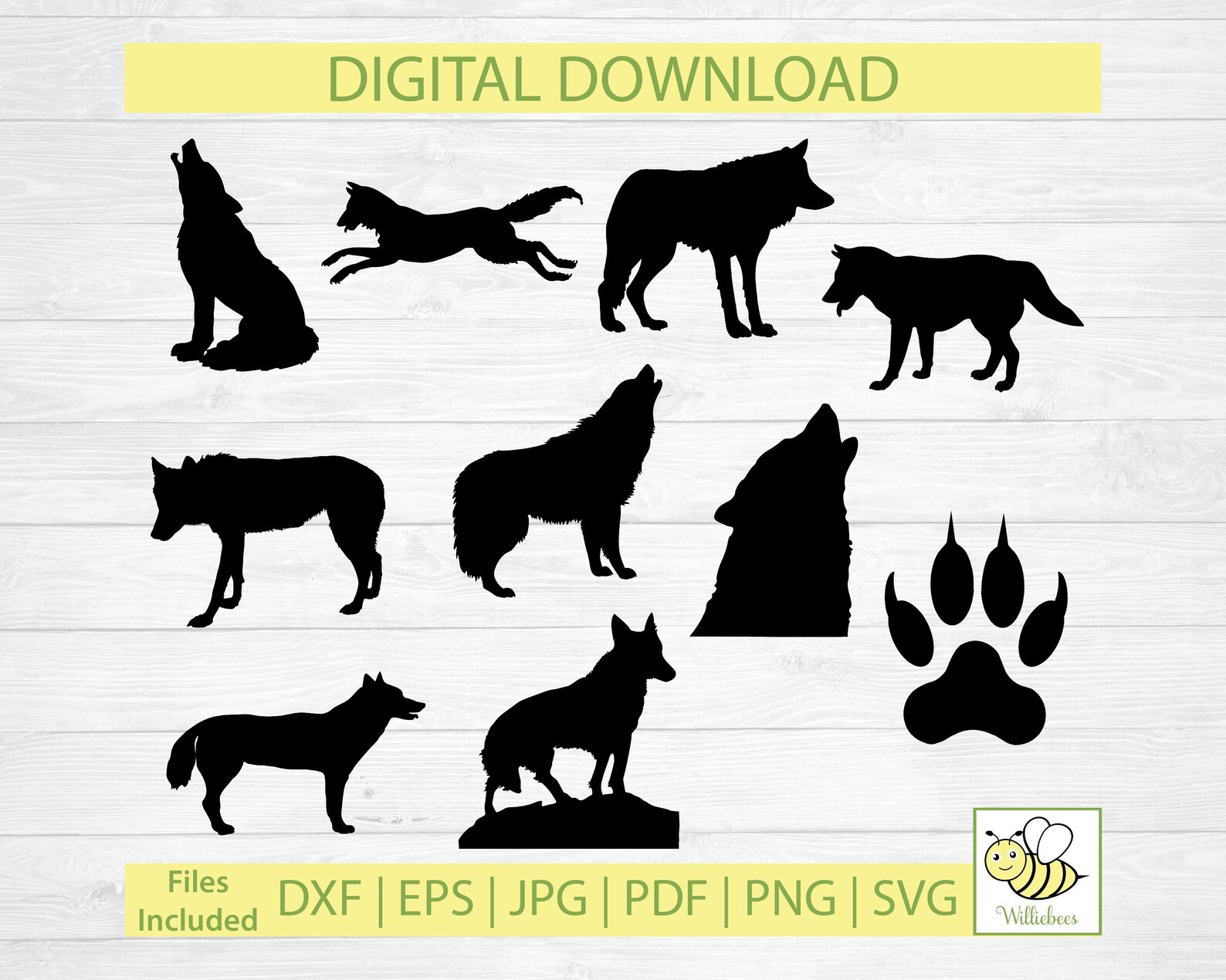 Wolf SVG, Wolf Silhouette Clip Art, Wolves, Timber Wolf, Grey Wolf ...