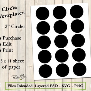 half inch circle rounds printable craft template TT01 commercial use PNG PSD SVG Bottle Cap 0.5 inch circle collage sheet template