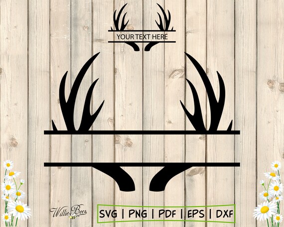 Download Antler Split Monogram Svg Deer Antlers Split Monogram Frame Etsy