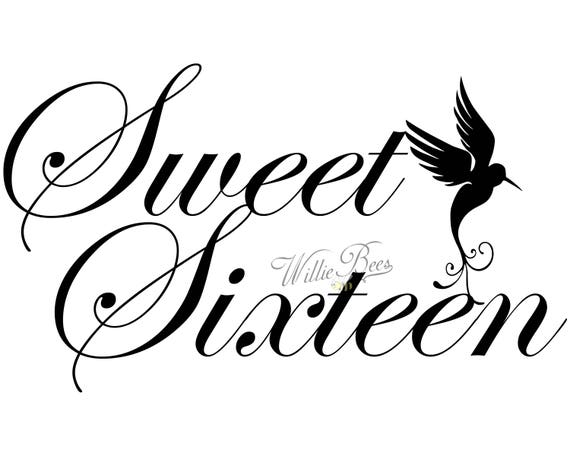 Download Sweet Sixteen 16 Birthday Silhouette Words T-shirt Quote ...