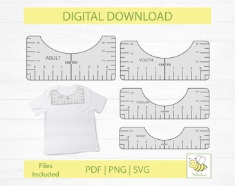 T-shirt Ruler, Alignment Tool, Shirt Placement Guide, Printable PDF, Placement Ruler, Alignment Guide, Shirt Placement, Digital Download