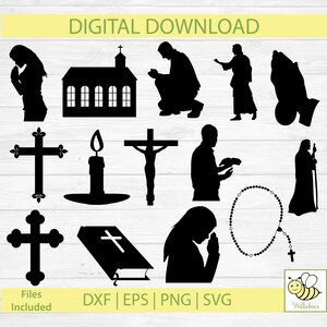 Religious SVG, Cross Clipart, God SVG, Pray Svg, Bible SVG, Praying Hands, Church Of God, God Bless, Jesus Christ, Digital Download image 1