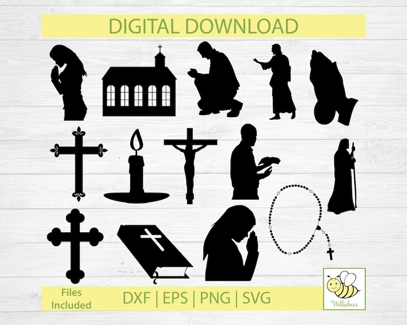 Religious SVG, Cross Clipart, God SVG, Pray Svg, Bible SVG, Praying Hands, Church Of God, God Bless, Jesus Christ, Digital Download image 1