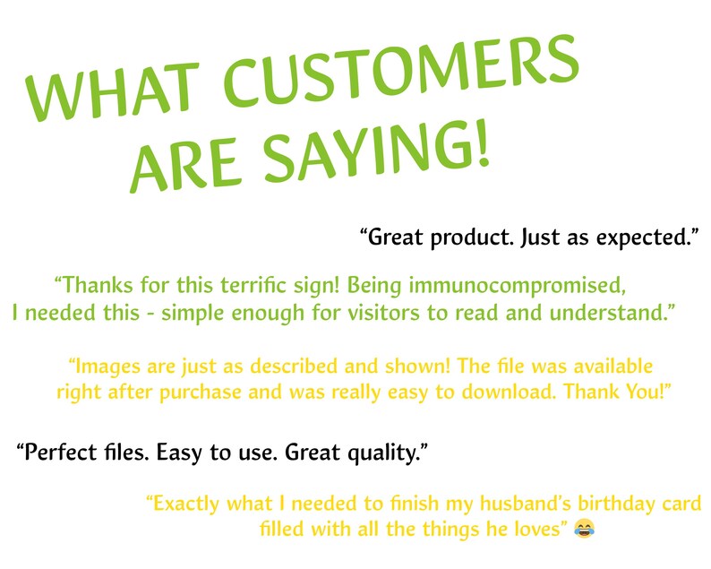May include: A green and white text graphic with the words "WHAT CUSTOMERS ARE SAYING!" and several customer reviews. The reviews are positive and mention the product being easy to use, great quality, and exactly what the customer needed.
