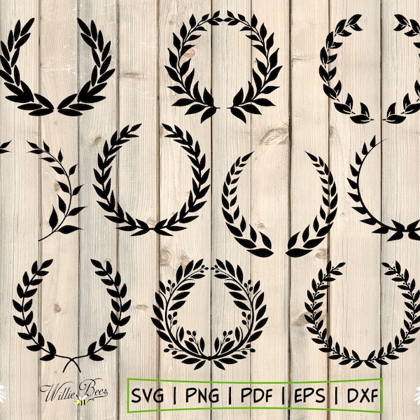 Olive Wreath SVG, Olive Branch, Laurel Wreath Silhouette, Olive Wreath, Wreath images, Kotinos SVG, Intertwined Circle, Digital Download