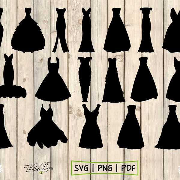 Dress SVG, Gown SVG, Dresses and Gowns, Short Dress, Wedding Gown, Party Dress SVG, Sexy Dress, Long Gown, Cocktail Dress, DigitalDownload