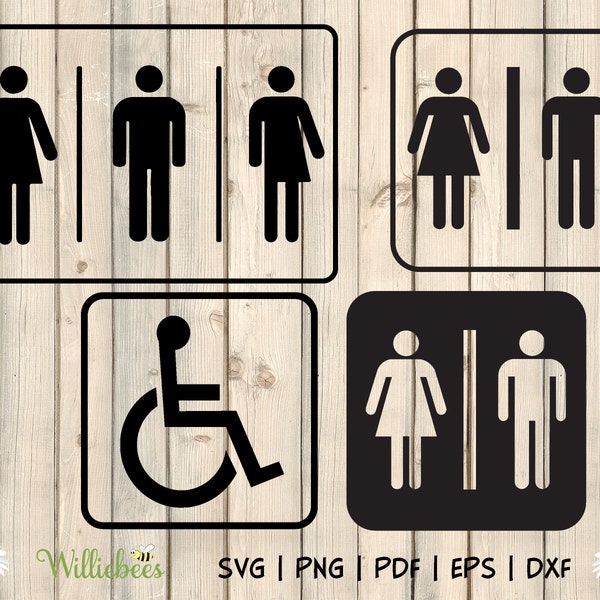 Restroom Signs SVG, Bathroom Door, All Gender Washroom, Wheelchair Sign, All Accessible, Male Female, Man Woman, Boy Girl, Digital Download