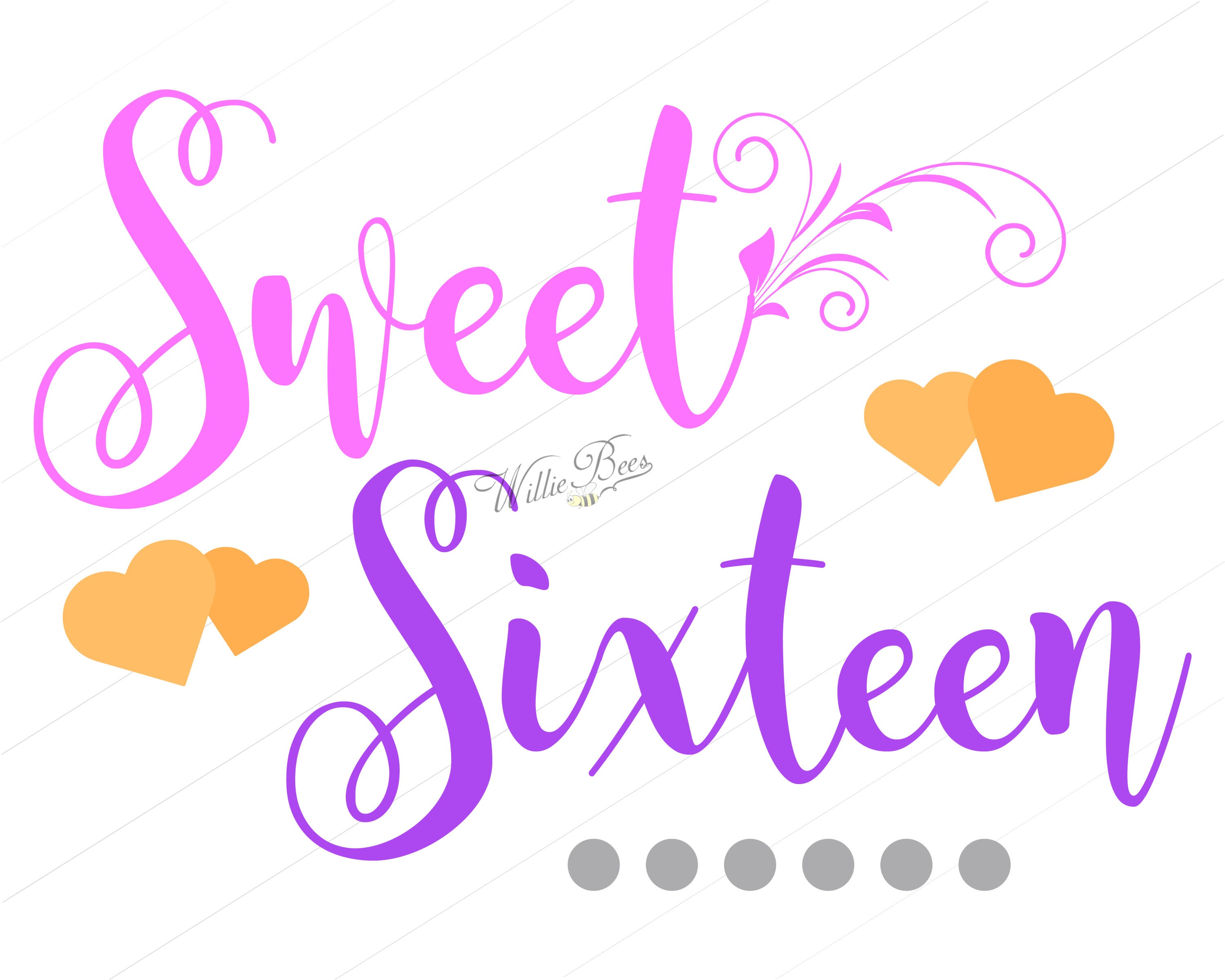 Download Sweet Sixteen Birthday SVG Happy Birthday 16th Birthday | Etsy