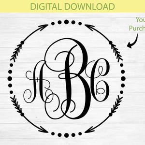 Circle Monogram Frame SVG, Arrow Circle Monogram SVG, Arrow Monogram Frame SVG, Circle Frame, Wedding Frame, Glowforge, Digital Download image 2