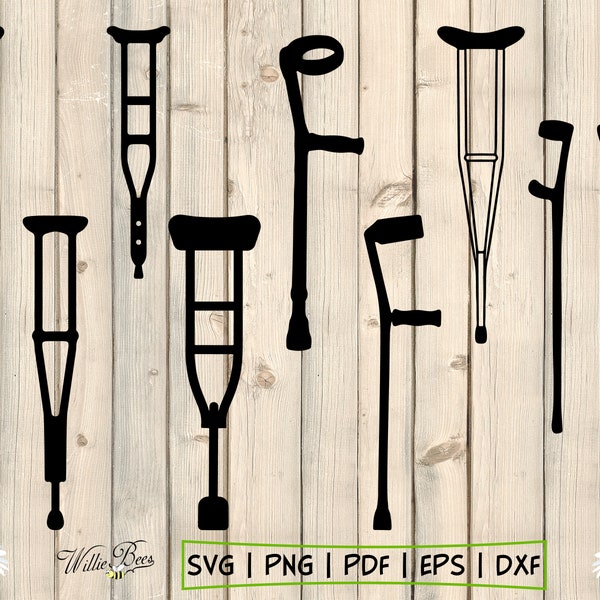 Crutches SVG, Walking Aid, Mobility Aid, Injury Crutch, Disability Stick, Hospital Medical, Disability Equipment, Digital Download