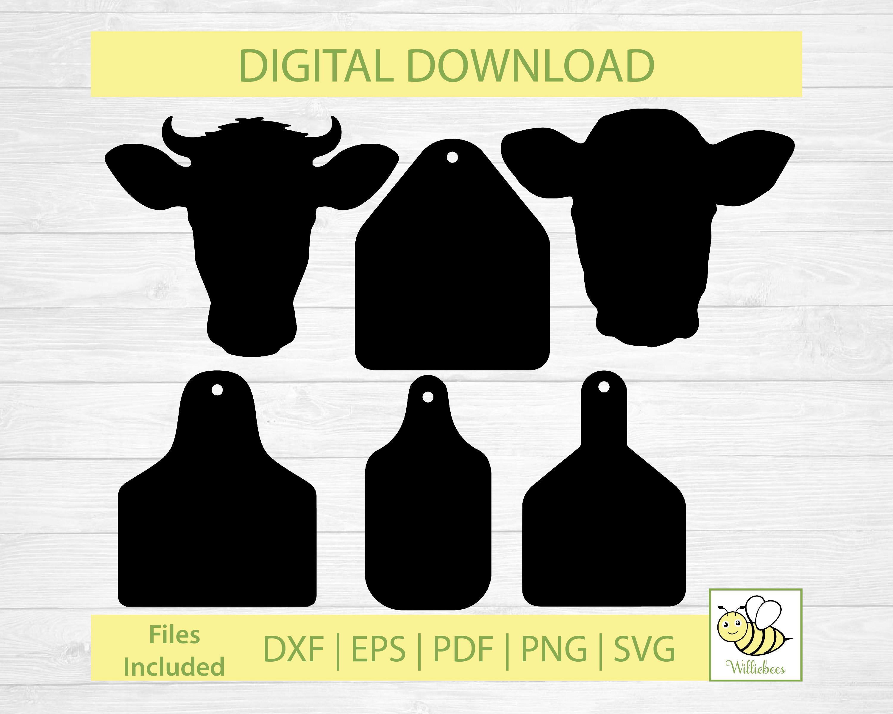 Ear Tag And Cow Head SVG, Bull Head SVG, Vector Tag Cow, Farm Animal, Cow Head Sag, Head With Tag, Bull Horn, Cut File, Digital Download