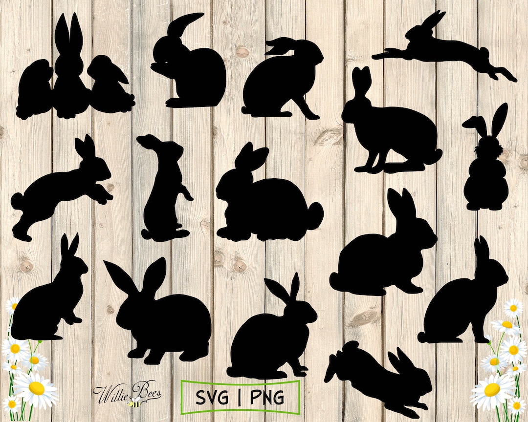 Rabbit SVG Clipart, Bunny Rabbit Silhouette, Hare SVG, Rabbit Clipart ...