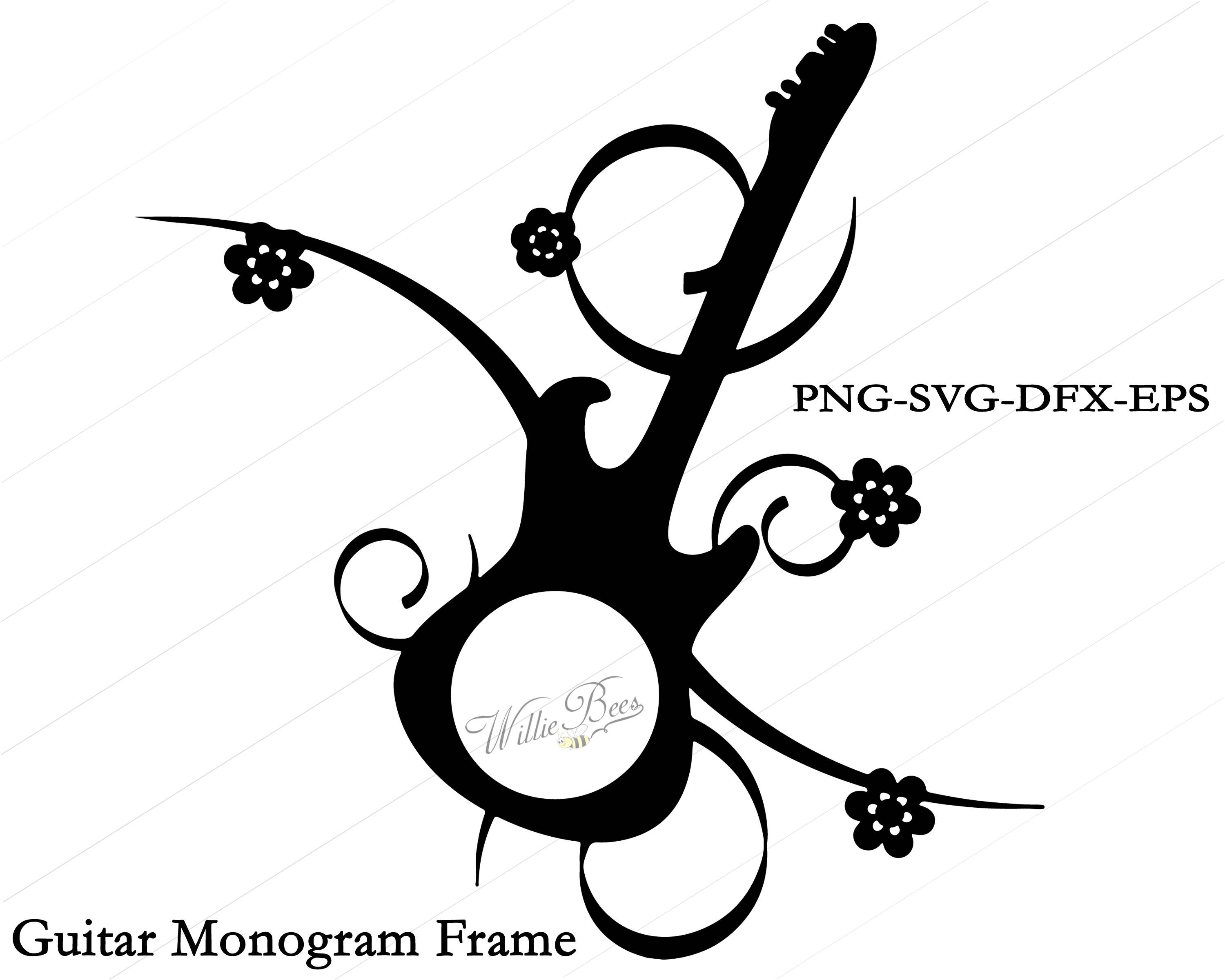 Download Guitar Circle Monogram SVG Music Monogram Frame SVG Guitar ...
