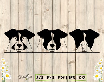 Dog SVG, Canine Clipart, See Hear Speak No Evil, Canine SVG, Dog Silhouette Cut File, Coffee Mug, Vehicle Decal, Dog Shirt, Digital Download