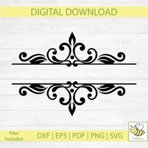 Split Monogram Frame, Monogram Design, Motif SVG, Mailbox Monogram Design, Jar Monogram, Flourish Split Monogram SVG, Digital Download