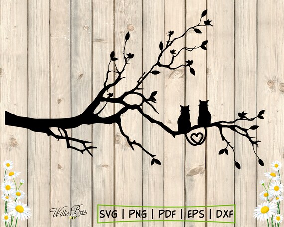 Download Cat Svg Tree Svg Two Cats In A Tree With A Tail Heart Cats Etsy PSD Mockup Templates