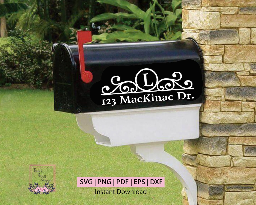 Personalized Mailbox Monogram SVG, Street Address, Stylish Circle Decal ...