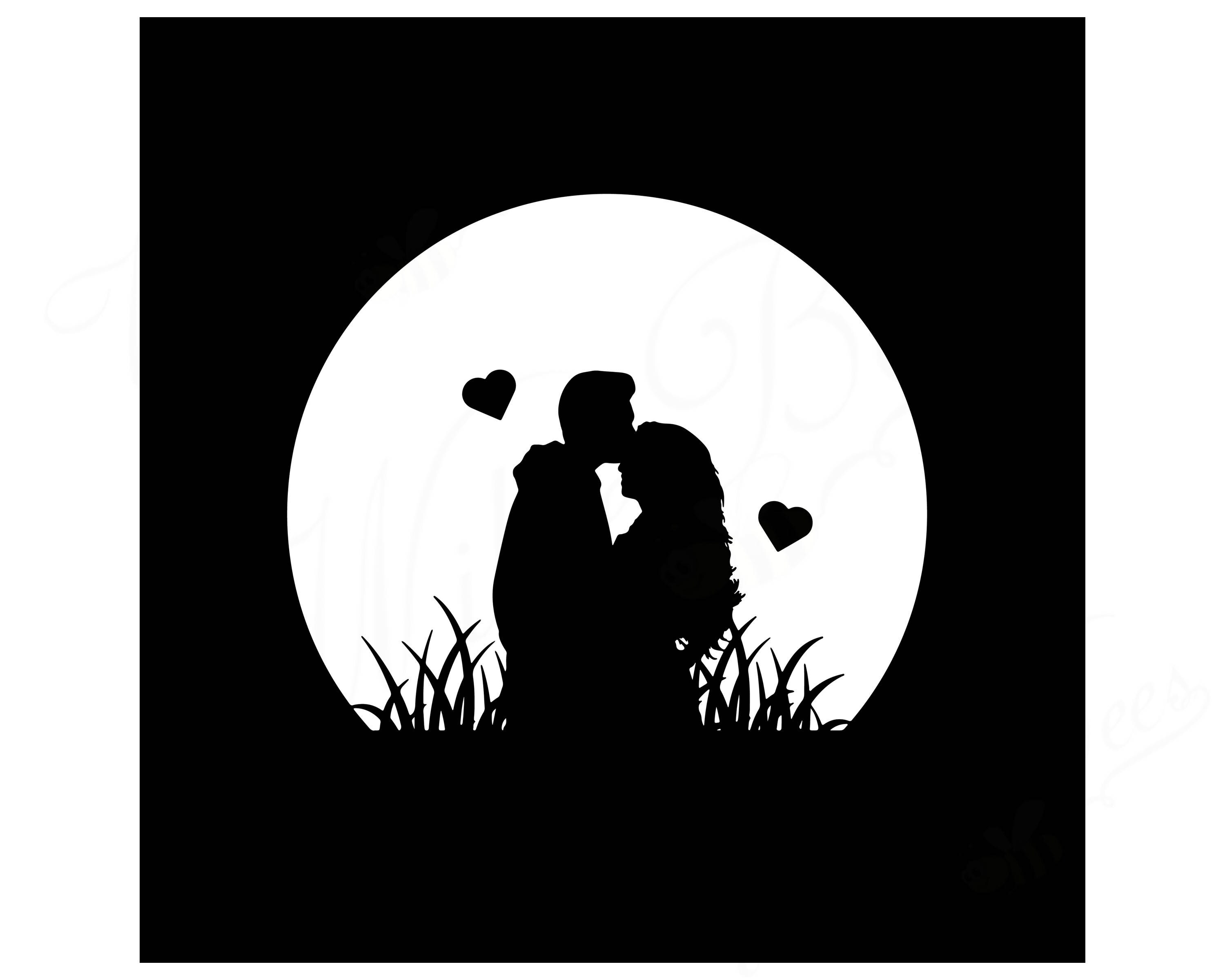 Moon Svg Couple Svg Couple In Front Of Moon Love Couple Etsy