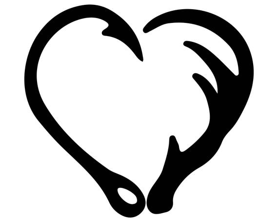 Download Fish Hook SVG Hook And Antler SVG Antler Heart Silhouette ...