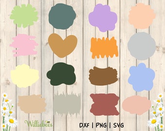 Paint Brush Strokes SVG, Keychain Patterns, Hand Drawn, Key Ring, Paint Splatter SVG, Colour Shapes, Background Splatter, Digital Download