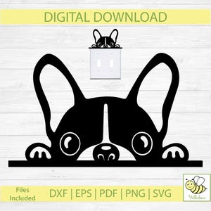 Silueta de perro asomando, clipart canino, calcomanía para interruptor de luz, mascota, clipart de perro, uso comercial, descarga digital