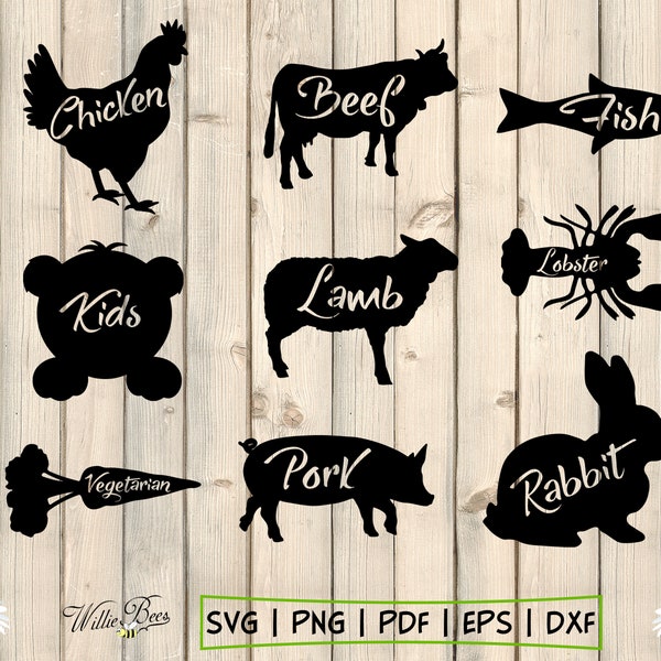 Wedding Menu Labels, Party Menu Labels, Table Place Cards, Food Choice Stickers, Meal Choice Stickers, Table Stickers, Digital Download