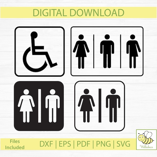 Bathroom Male and Female Signs - Etsy