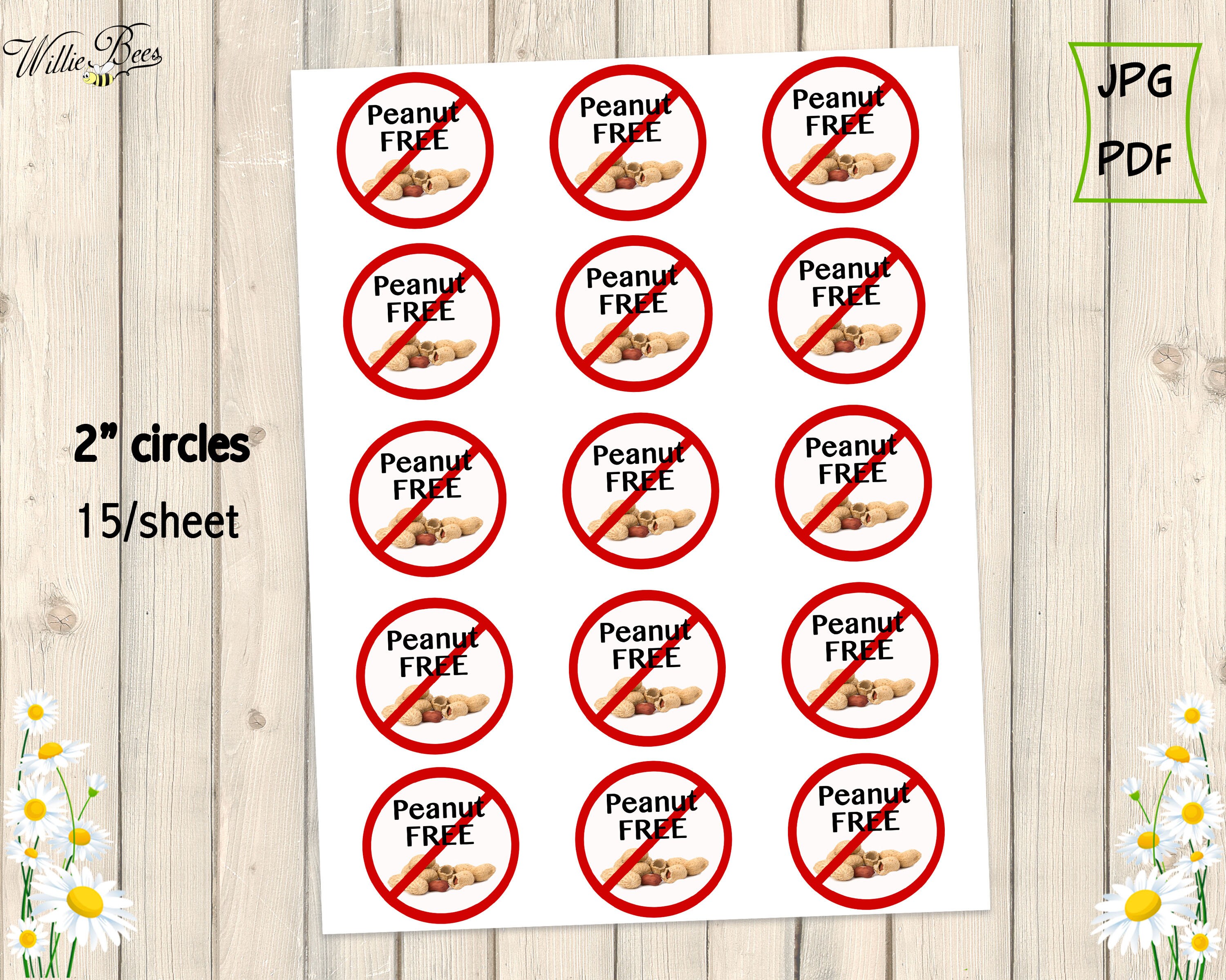 Peanut Food Allergy Sticker Peanut Free Label Nut Allergy | Etsy