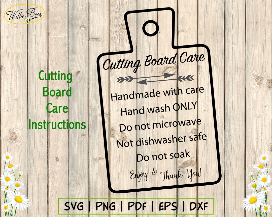 Cutting Board Care Card Care Card Instructions Print and Cut File  Silhouette Cricut Vinyl Instructions SVG File ONLY (Instant Download) 