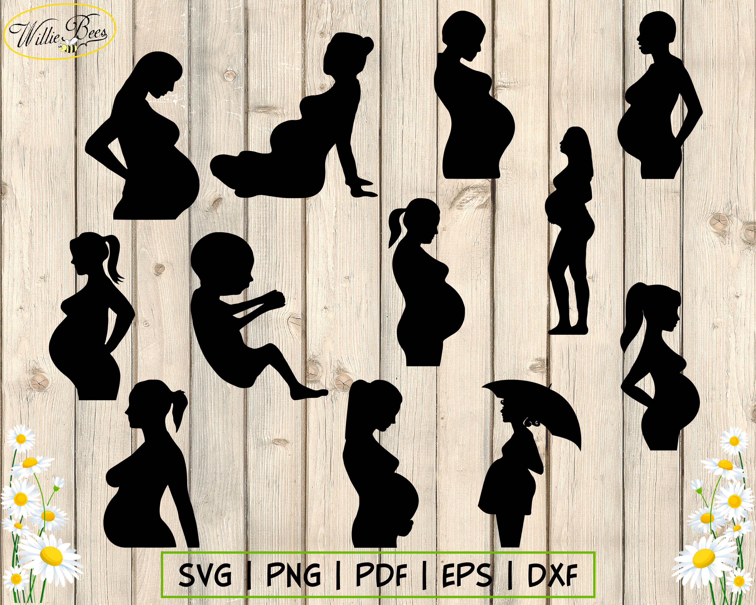 Download Pregnancy Svg Silhouette Clipart Pregnant Woman Having A Etsy