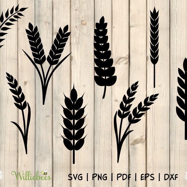 Wheat SVG Bundle, Grain SVG, Harvest Wheat, Grain Clipart, Vector Cut File, Barley Images, Bread Grain, Wheat Stems, Digital Download