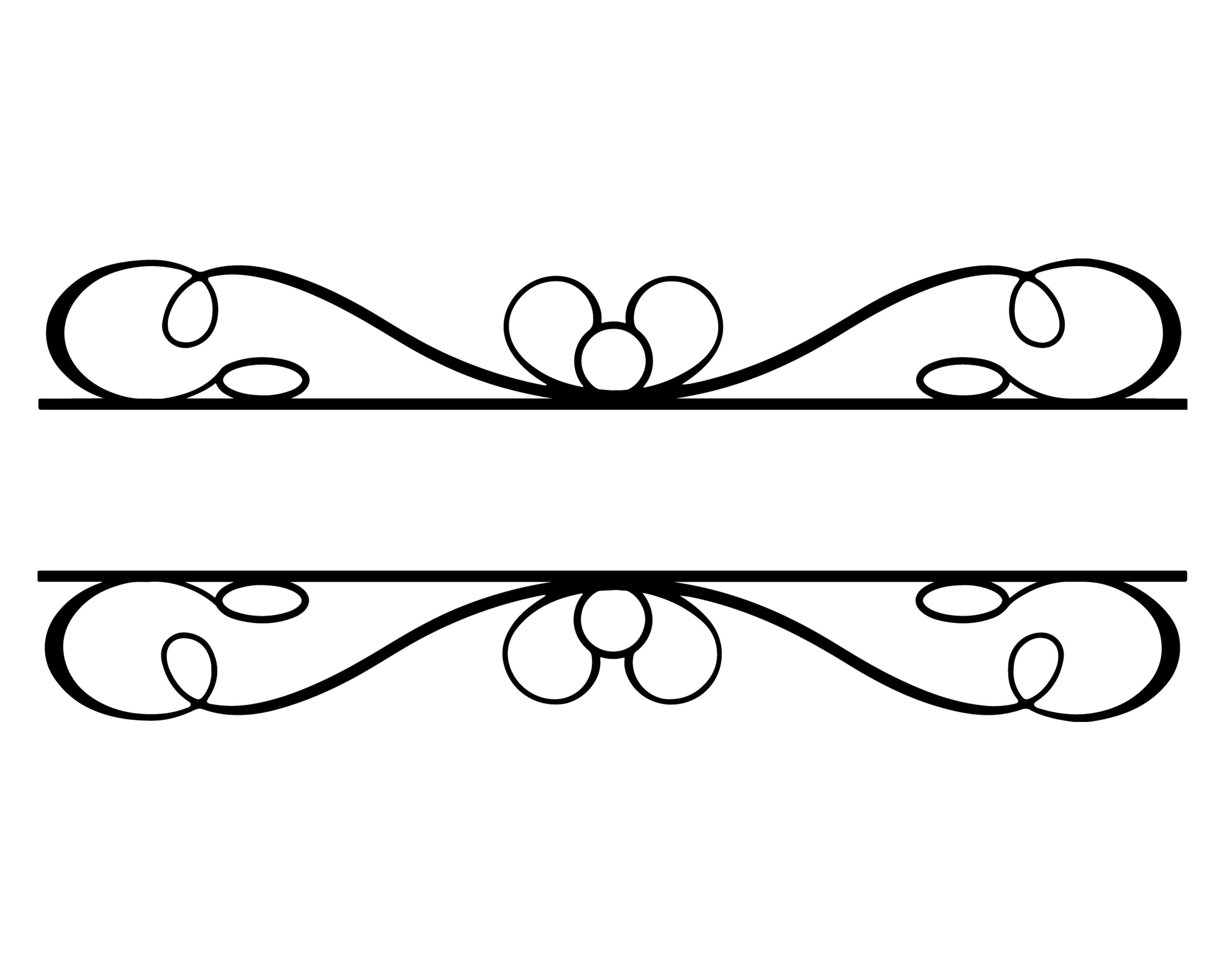 Split Monogram Frame SVG Split Flourish Monogram Frame SVG | Etsy