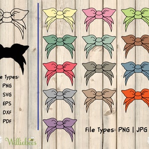 バンダナ SVG、ヘア ボウ クリップアート、ヘッドバンド PNG、ヘッドピース、バンダナ バンドル、ヘア アクセサリー、昇華画像、デジタル ダウンロード