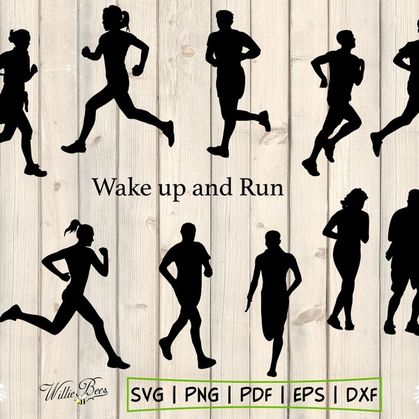 Running Silhouette Clipart, Joggers SVG, Sport Fitness, Jogging SVG, People Jogging, Girl Jogger, Boy Jogger, Digital Download