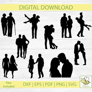 Casais SVG, Silhueta Clipart, Pessoas SVG, Homens e Mulheres, Casais Apaixonados, Casais Caminhando Juntos, Casal Se Beijando, Download Digital