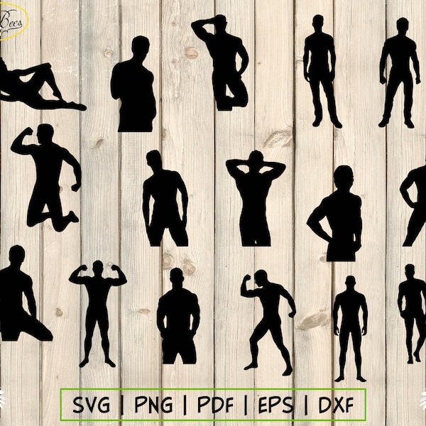 Sexy Men SVG Silhouette Clip Art, Male Strippers, Male Dancers, Hot Men, Stripper Pose, Male Model, Male Posing, Digital Download