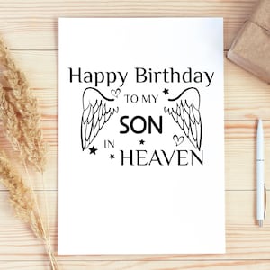 Happy Birthday To My Son In Heaven, Remembering You, ter nagedachtenis aan, citaat van Child Heaven, Memorial SVG, religieus gezegde, digitale download