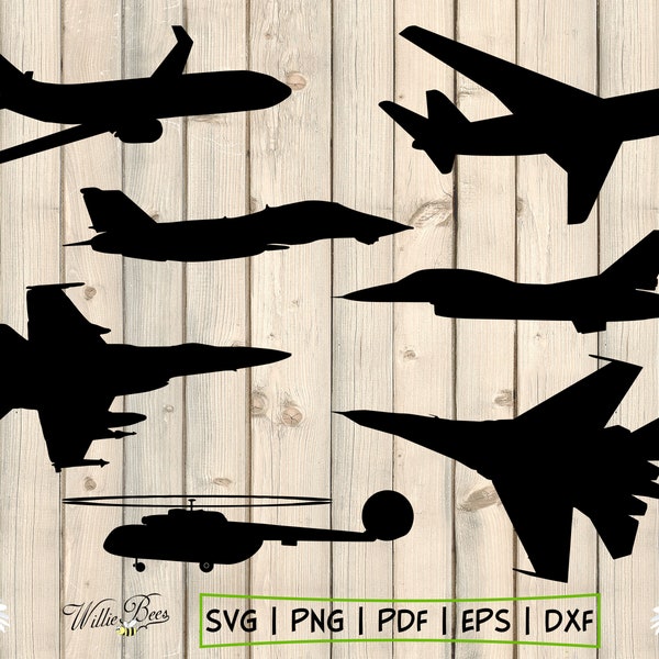 Aircraft SVG, Airplane Silhouette Clipart, Helicopter SVG, Jet Plane SVG, Aircraft Images, Jet Engine, Jet Fighter, Digital Download