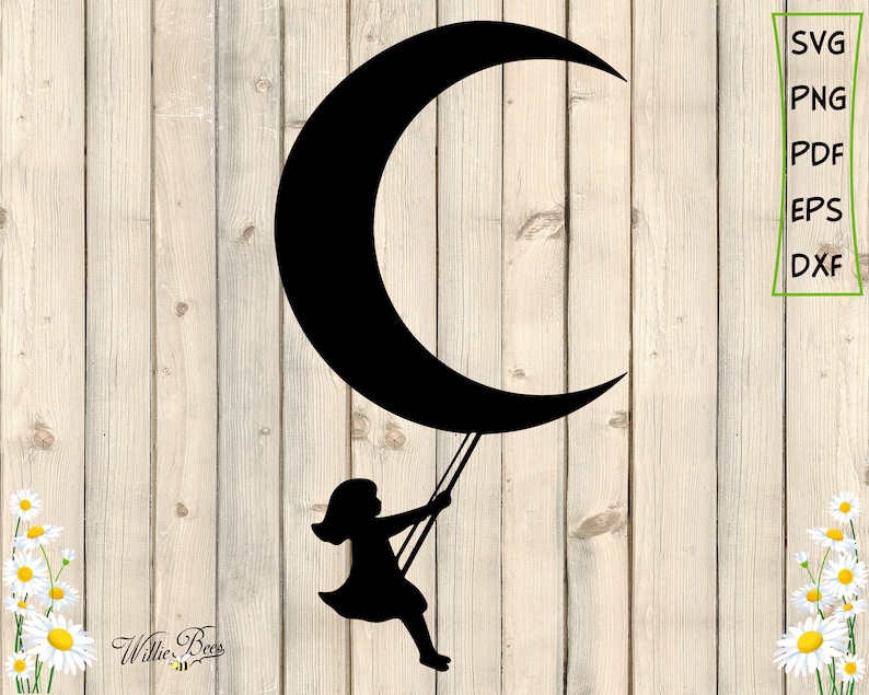 Download Girl SVG Moon SVG Girl Swinging From The Moon Girl On Moon ...