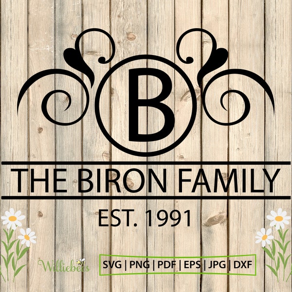 Custom Family Name Sign SVG, Personalized Monogram Name, Established Sign, Family Last Name Design, Family Gift, Glowforge, Digital Download